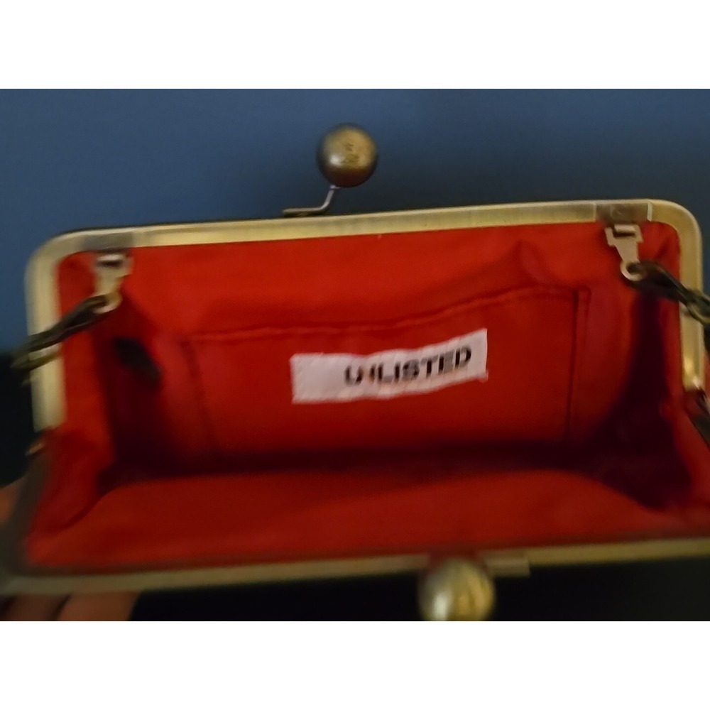 Unlisted by Kenneth Cole Small Evening Satchel red fabric Kisslock Mini Handbag - Picture 6 of 9